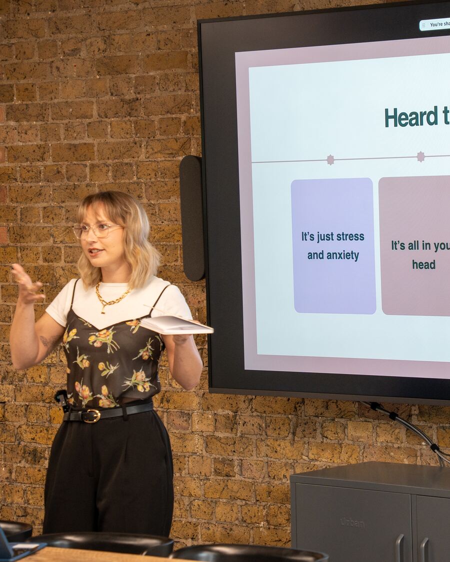 Lucy Twilley delivering a female health lunch and learn session to a workplace team